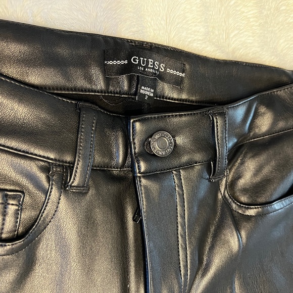Guess Black Faux-Leather Pants Size 2 - Picture 2 of 10